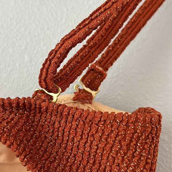 Rhythm. • NWT Wave Break Knotted Bandeau Swim Top Brown Gold Desert Shimmer 6/XS - Picture 12 of 14